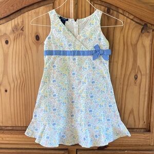 Girls Chaps blue pink yellow flowers sleeveless summer dress size 7